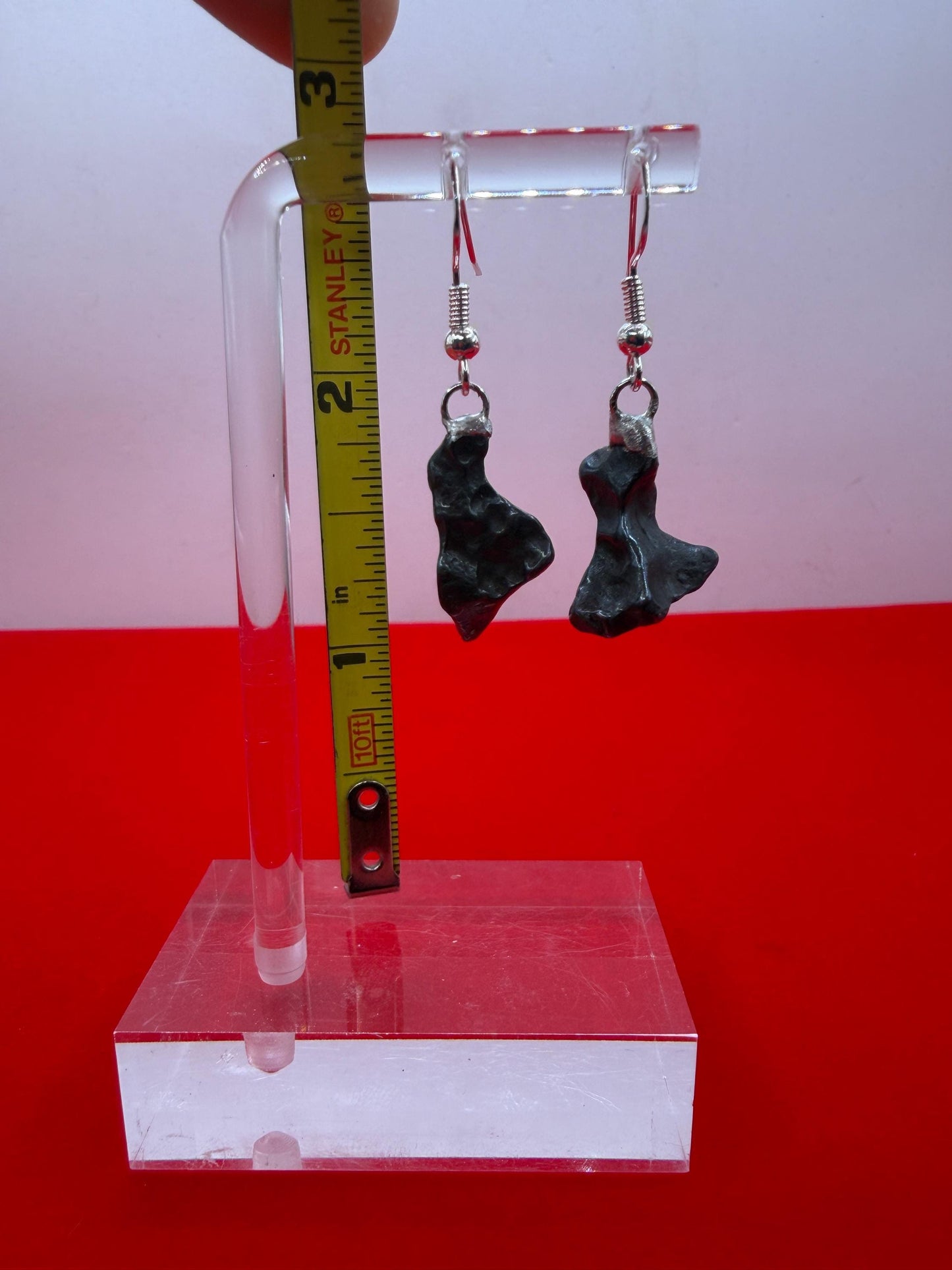 Agoudal Meteorite Dangle Earrings, Genuine Space Rock Jewelry, Sterling Silver Hooks, Handmade Cosmic Gift, 7.07 Grams