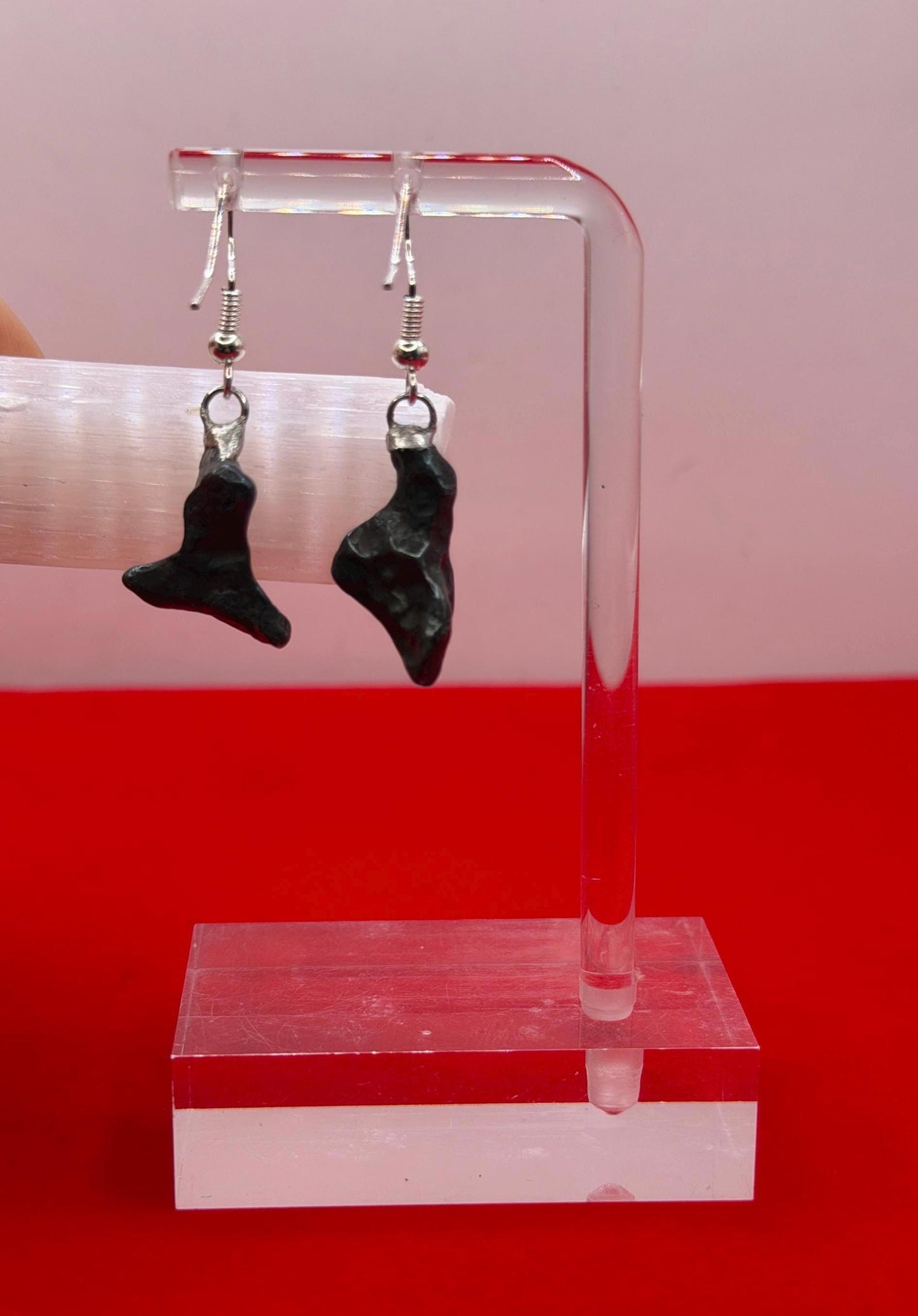 Agoudal Meteorite Dangle Earrings, Genuine Space Rock Jewelry, Sterling Silver Hooks, Handmade Cosmic Gift, 7.07 Grams