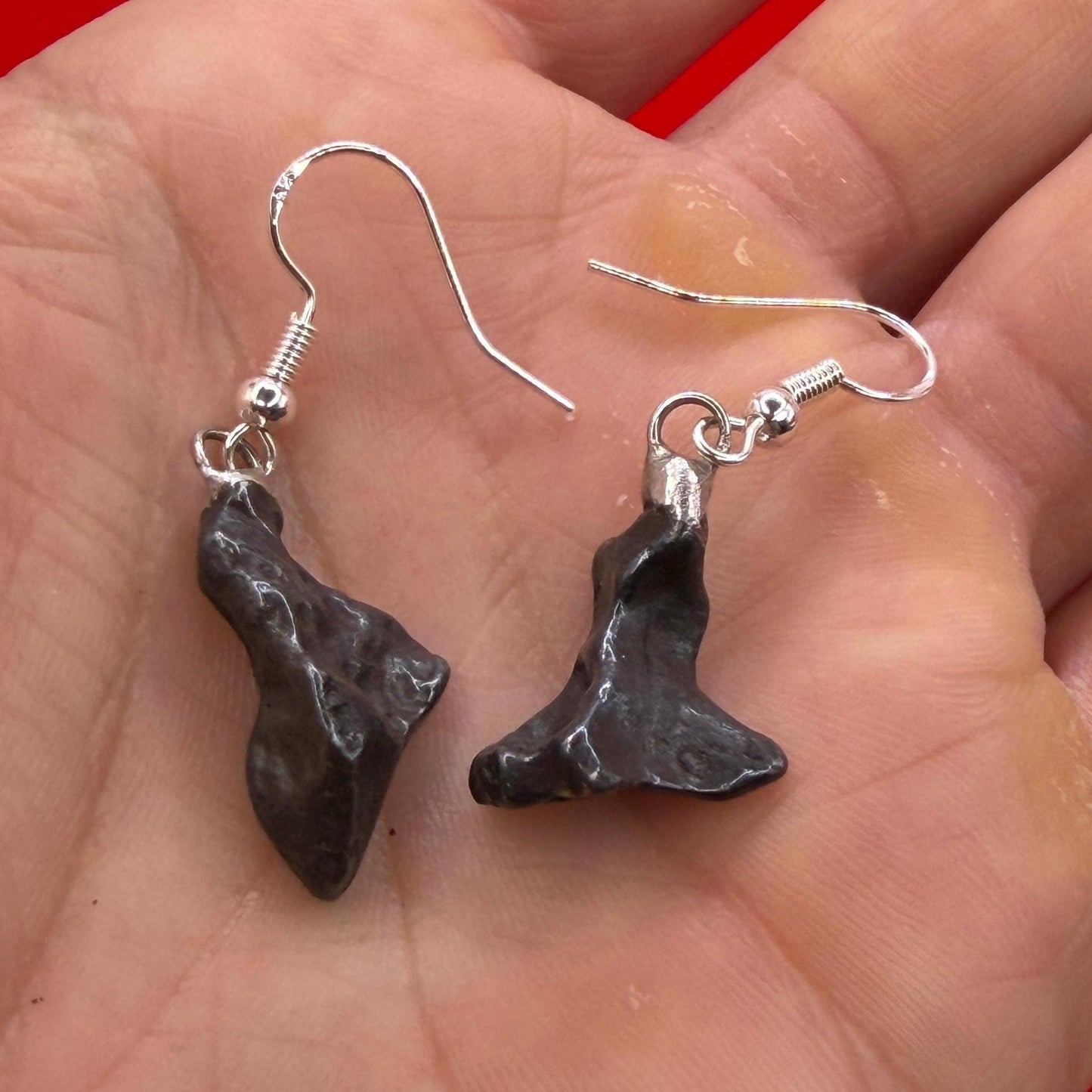 Agoudal Meteorite Dangle Earrings, Genuine Space Rock Jewelry, Sterling Silver Hooks, Handmade Cosmic Gift, 7.07 Grams