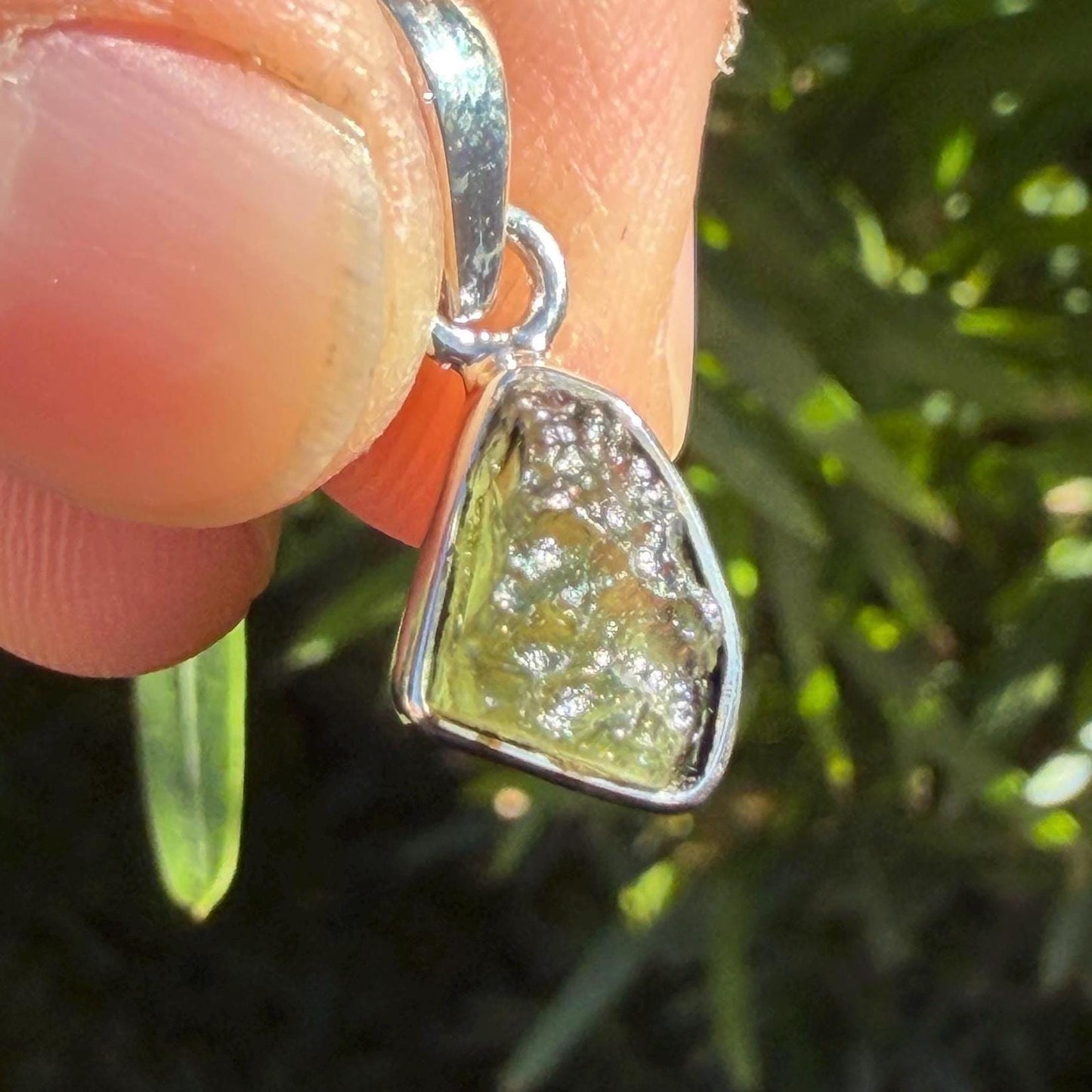 Authentic Moldavite Tektite Pendant: Czech Republic, Reiki Energy, 1.51g