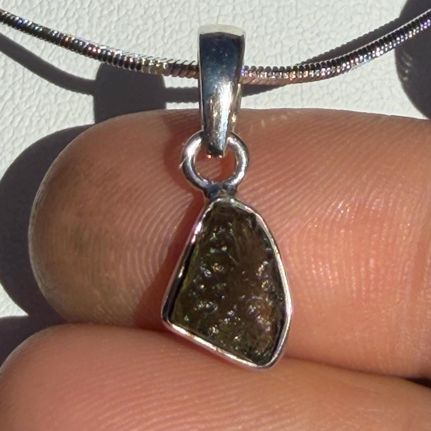 Authentic Moldavite Tektite Pendant: Czech Republic, Reiki Energy, 1.51g