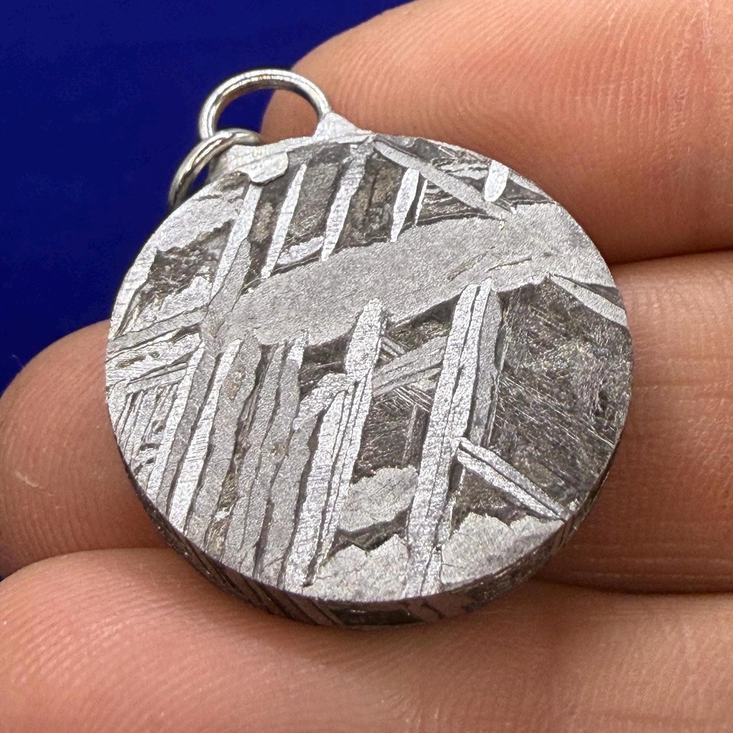 Aletai Meteorite Pendant, Space Jewelry, Etched Iron Widmanstätten 14.69g
