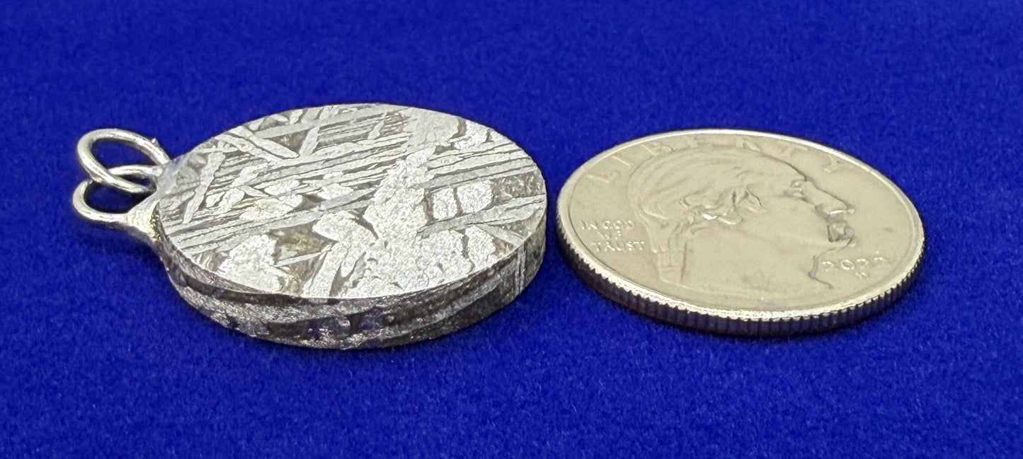 Aletai Meteorite Pendant, Space Jewelry, Etched Iron Widmanstätten 14.69g