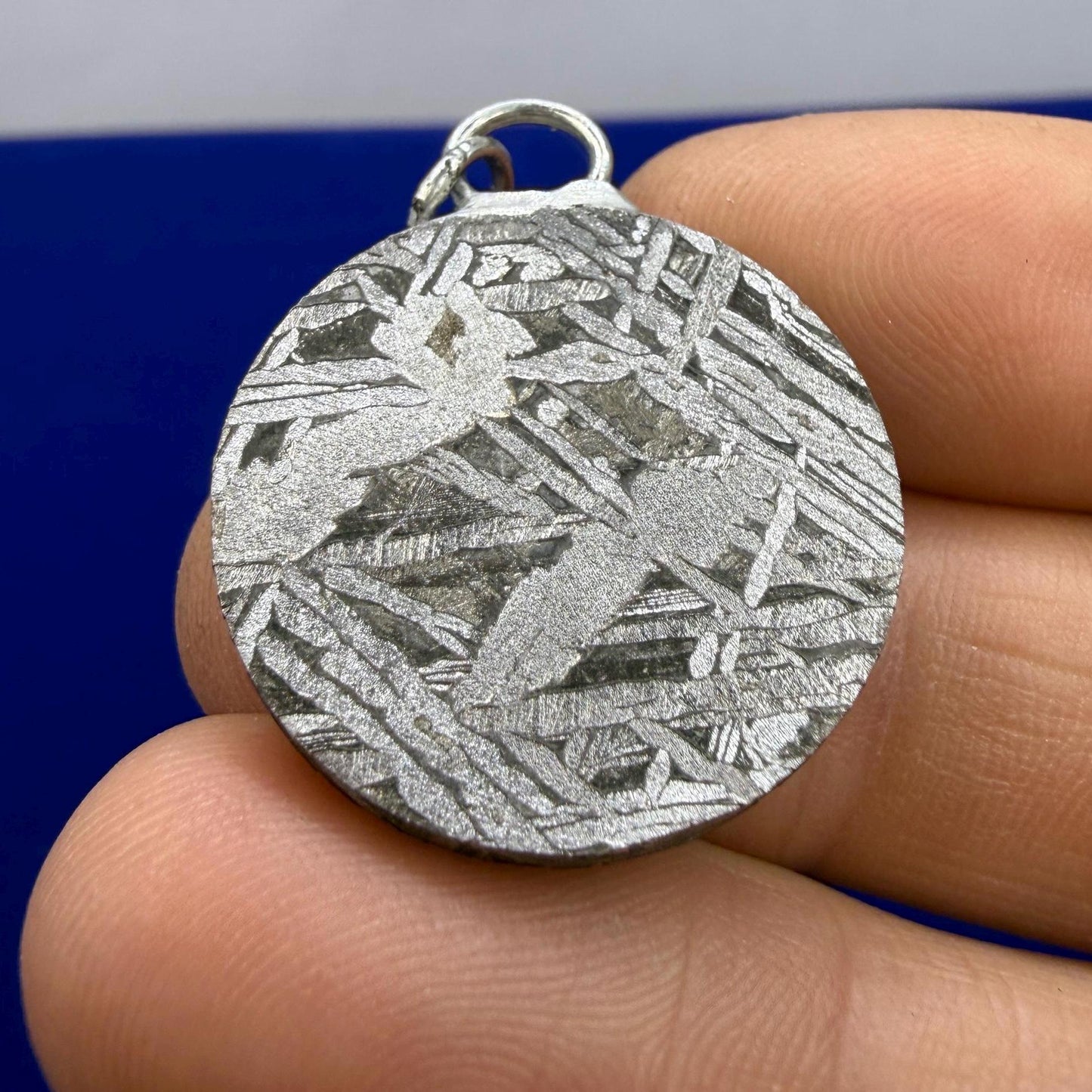 Aletai Meteorite Pendant, Space Jewelry, Etched Iron Widmanstätten 12.11g
