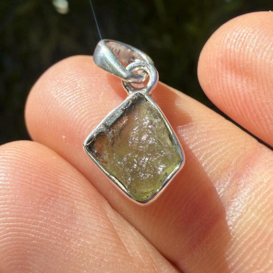 Authentic Moldavite Tektite Pendant: Czech Republic, Reiki Energy, 1.51g