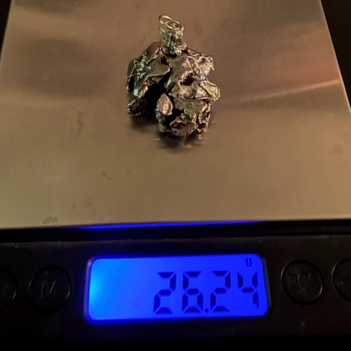 Campo del Cielo Meteorite Pendant: Iron Astronomy Jewelry, Moving Piece, Jigsaw piece, 26.24 grams