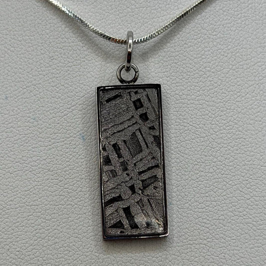 Aletai Meteorite Pendant, Widmanstätten Pattern, Stainless Steel Necklace, 3.80g
