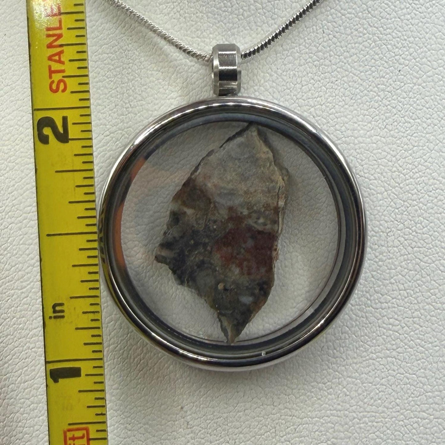 NWA 18045 Lunar Meteorite Slice Pendant, Authentic Moon Rock (Melt Breccia) in a Stainless Steel Window Pendant, 1.39g