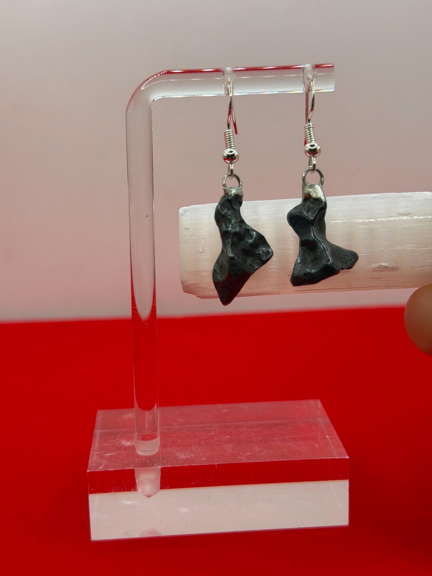 Agoudal Meteorite Dangle Earrings, Genuine Space Rock Jewelry, Sterling Silver Hooks, Handmade Cosmic Gift, 7.07 Grams