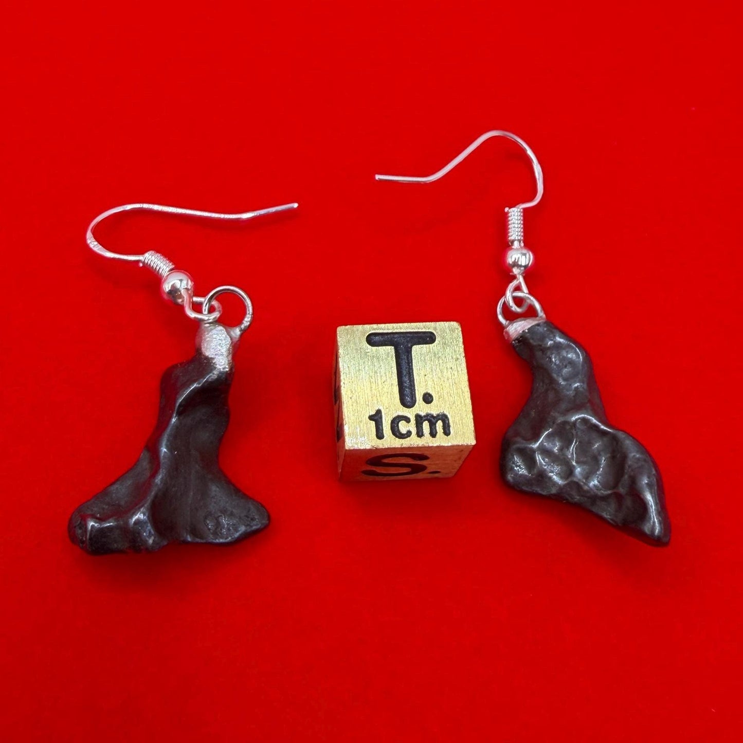 Agoudal Meteorite Dangle Earrings, Genuine Space Rock Jewelry, Sterling Silver Hooks, Handmade Cosmic Gift, 7.07 Grams