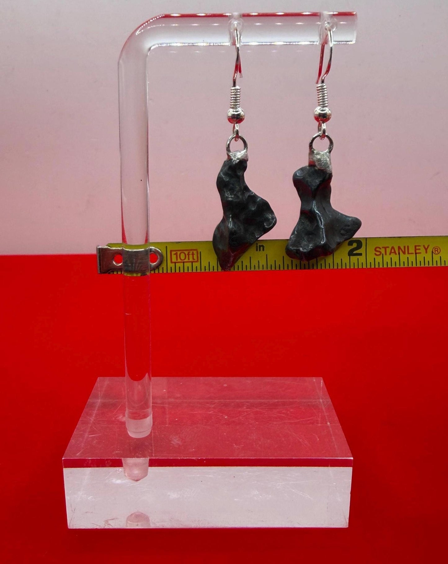 Agoudal Meteorite Dangle Earrings, Genuine Space Rock Jewelry, Sterling Silver Hooks, Handmade Cosmic Gift, 7.07 Grams