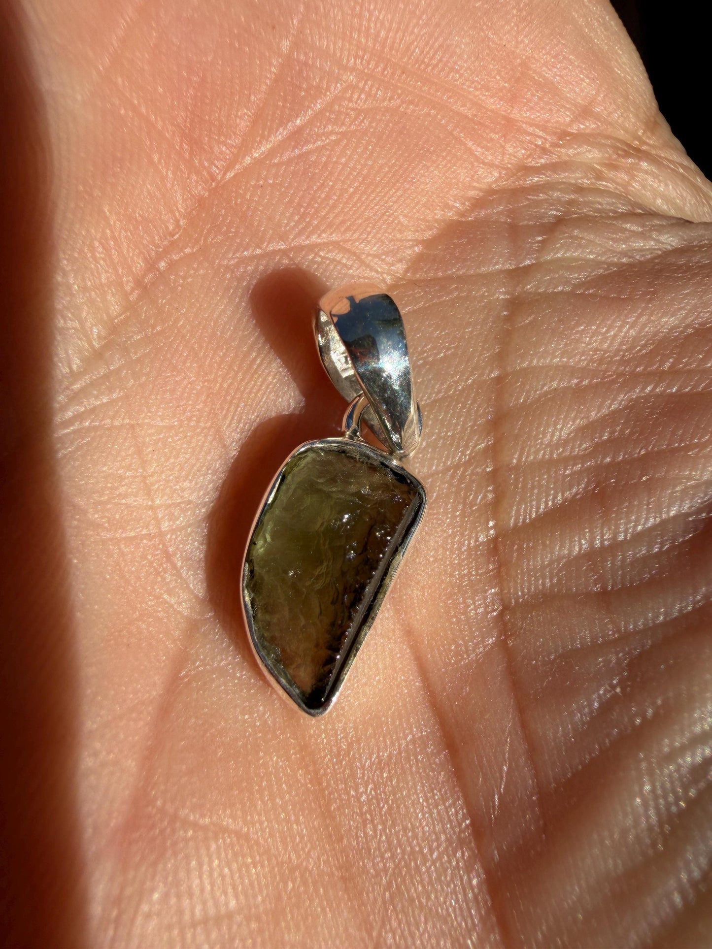 Authentic Moldavite Tektite Pendant: Czech Republic, Reiki Energy, 1.52 gram