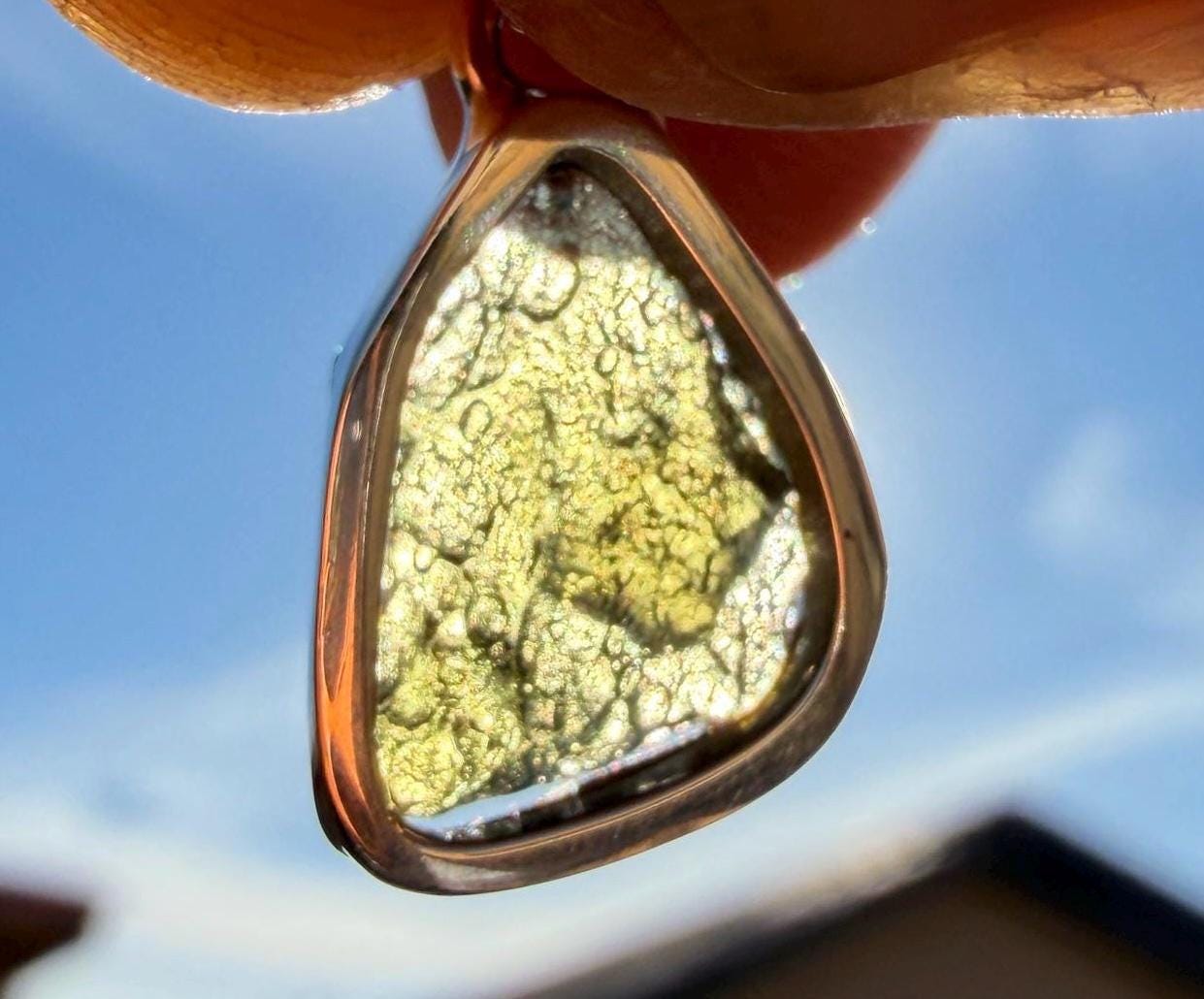 Authentic Moldavite Tektite Pendant: Czech Republic, Reiki Energy, 1.83 gram