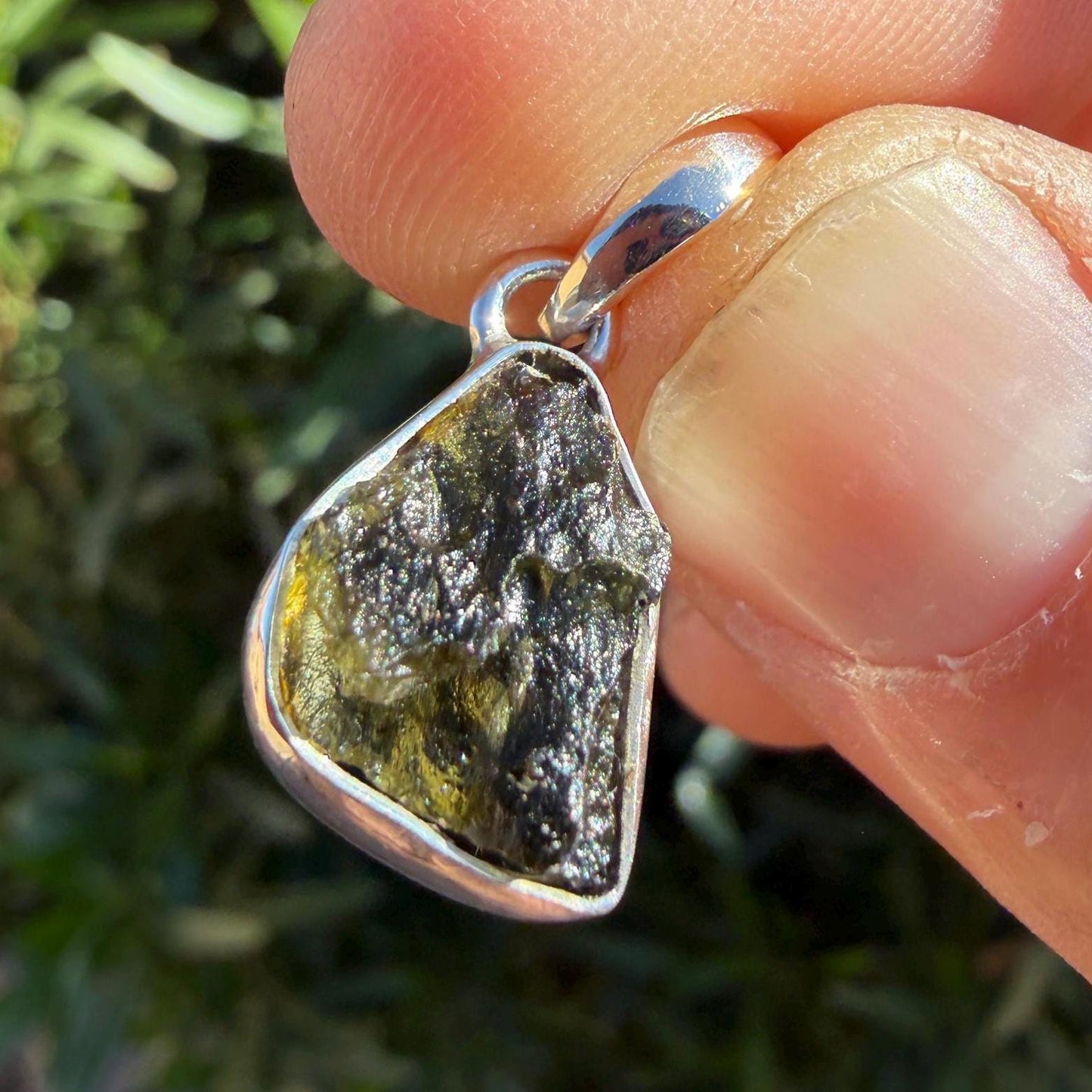 Authentic Moldavite Tektite Pendant: Czech Republic, Reiki Energy, 1.83 gram