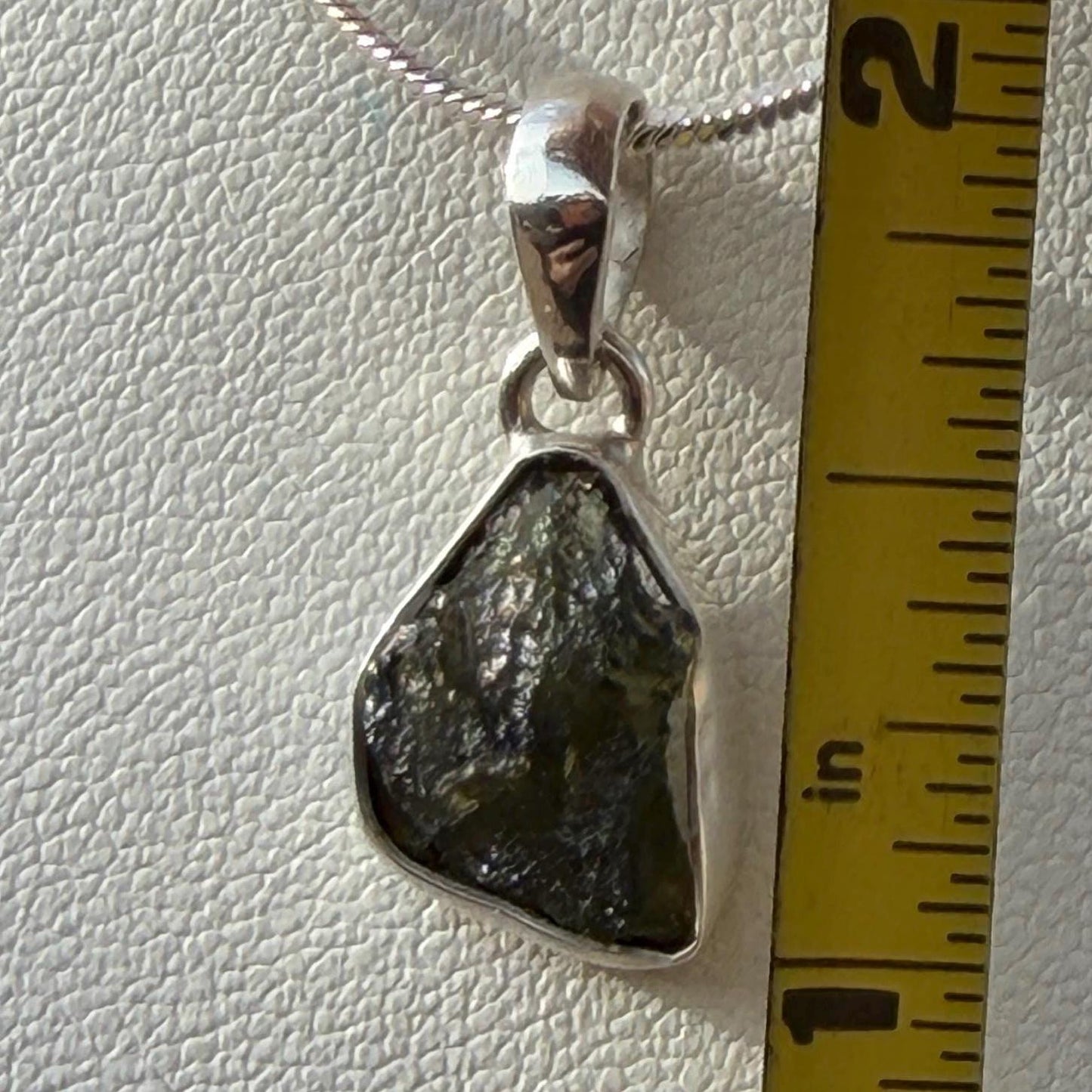 Authentic Moldavite Tektite Pendant: Czech Republic, Reiki Energy, 1.83 gram