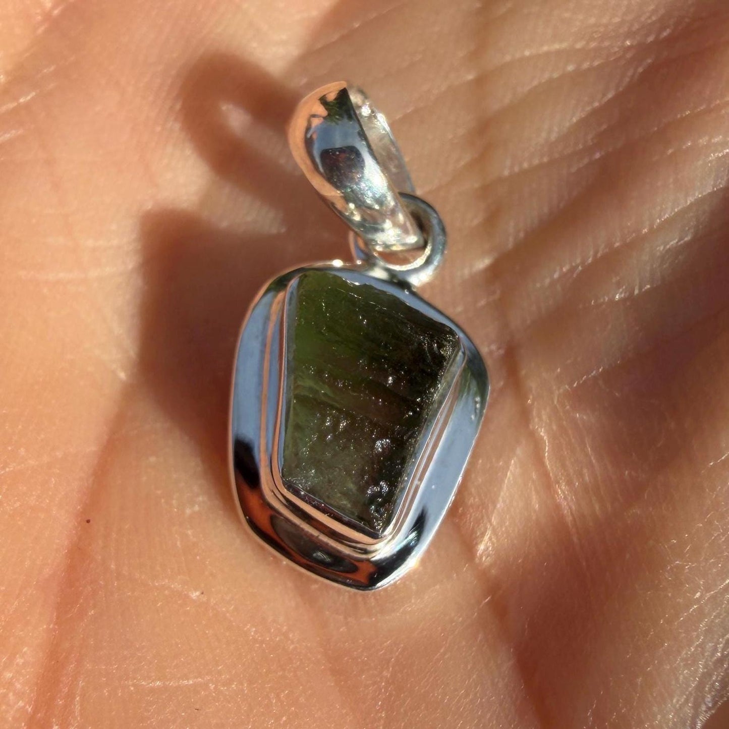 Authentic Moldavite Tektite Pendant: Czech Republic, Reiki Energy, 1.99 gram