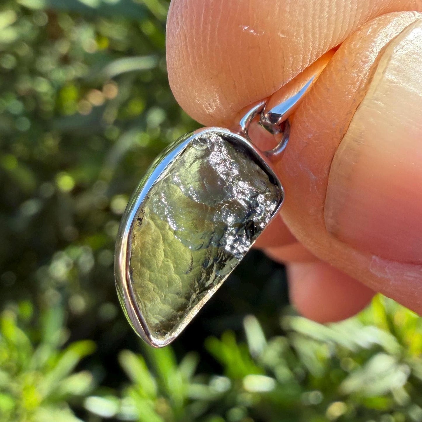 Authentic Moldavite Tektite Pendant: Czech Republic, Reiki Energy, 1.52 gram