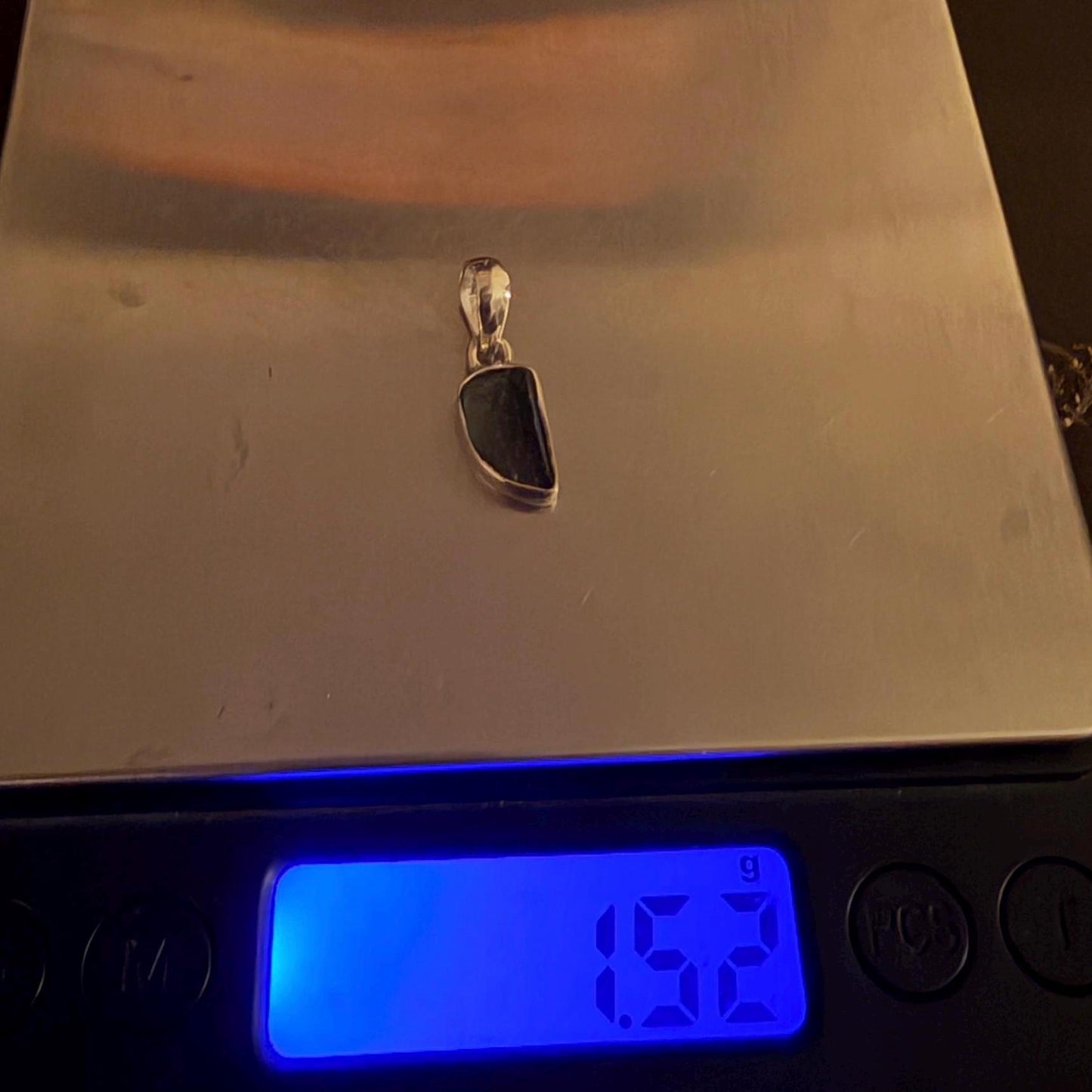 Authentic Moldavite Tektite Pendant: Czech Republic, Reiki Energy, 1.52 gram