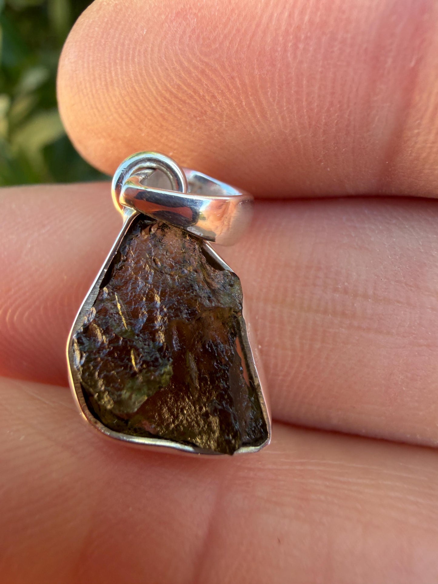 Authentic Moldavite Tektite Pendant: Czech Republic, Reiki Energy, 1.83 gram