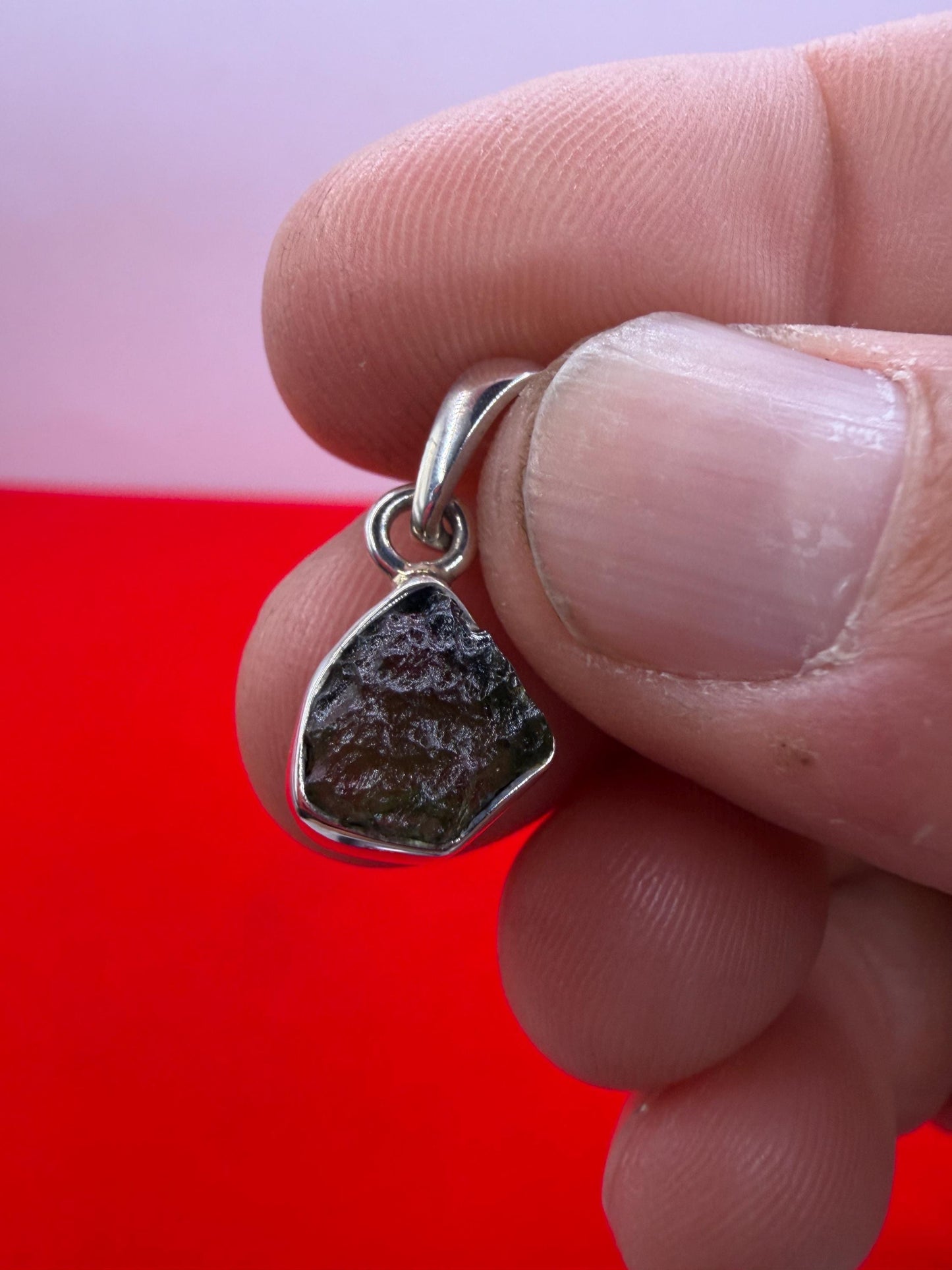 Authentic Moldavite Tektite Pendant: Czech Republic, Reiki Energy, 1.50g