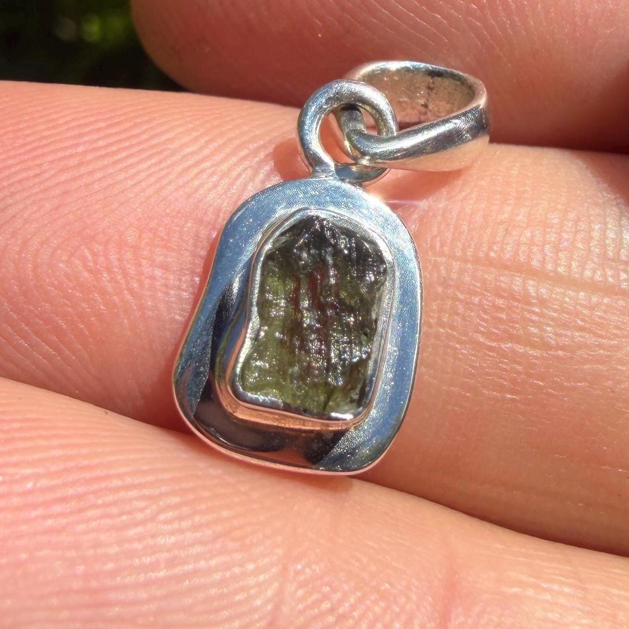 Authentic Moldavite Tektite Pendant: Czech Republic, Reiki Energy, 1.67 gram