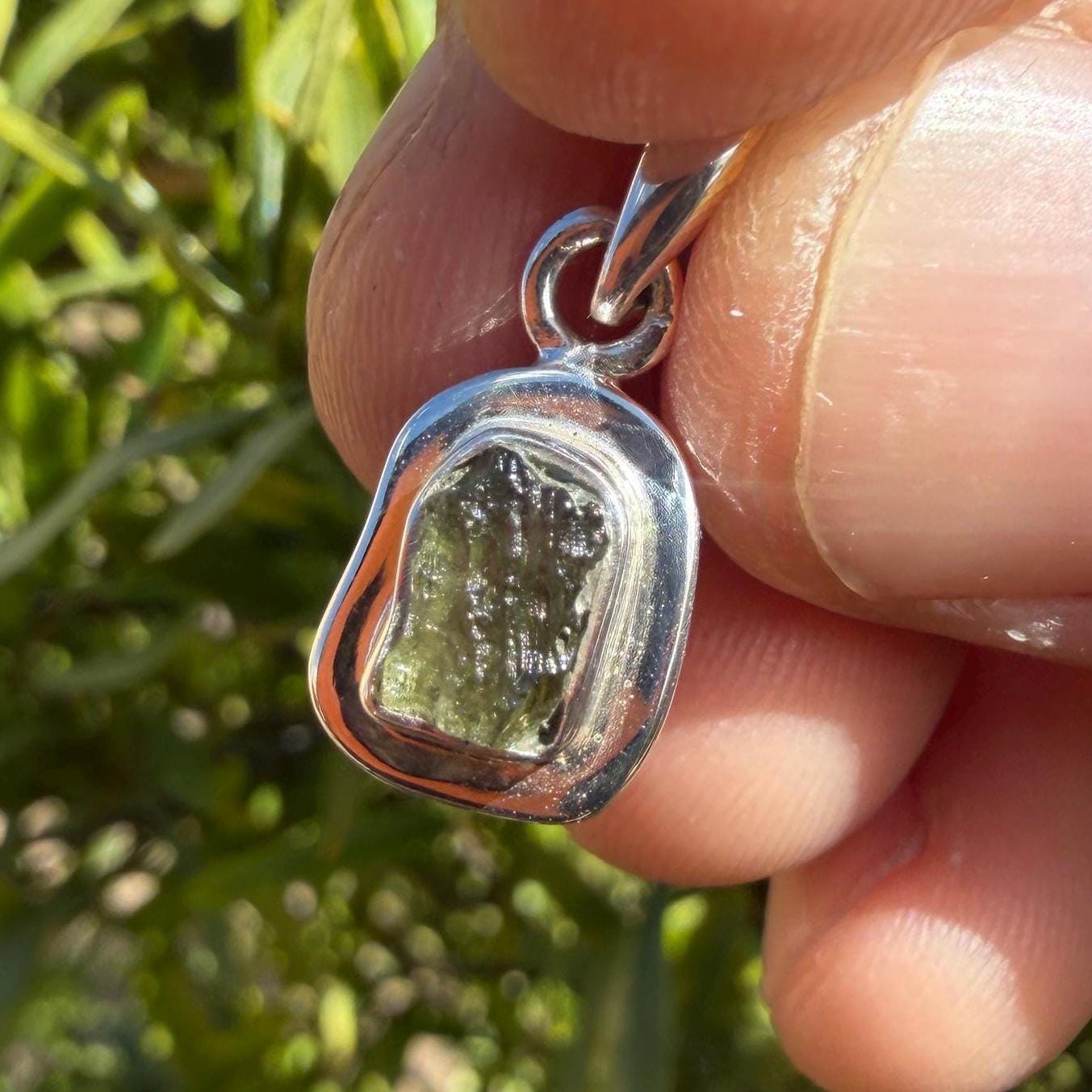 Authentic Moldavite Tektite Pendant: Czech Republic, Reiki Energy, 1.67 gram