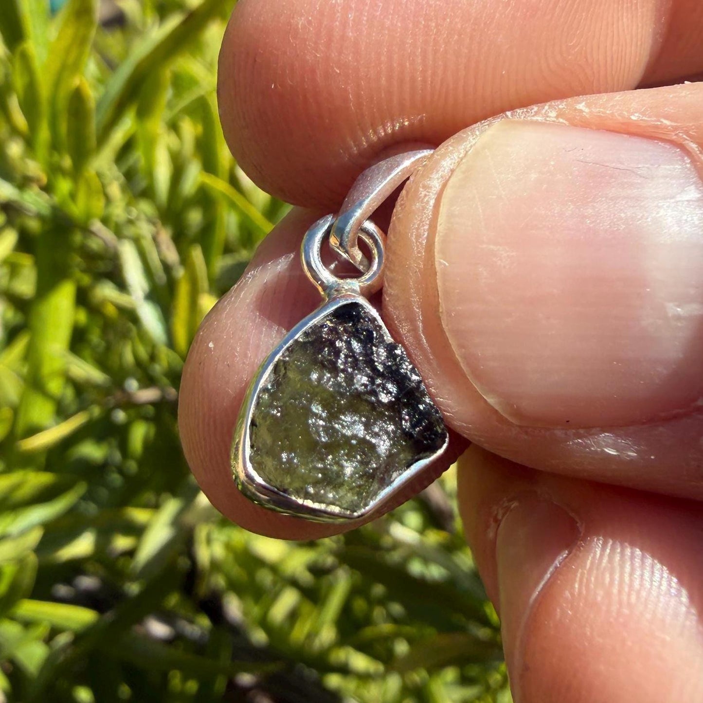 Authentic Moldavite Tektite Pendant: Czech Republic, Reiki Energy, 1.50g